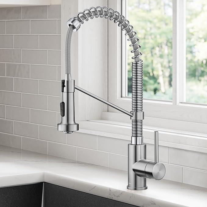 KRAUS Bolden 2-Function Single Handle Pull Down Kitchen Faucet, Commercial Style Stainless Steel/Chrome, KPF-1610SSCH - ModernBath