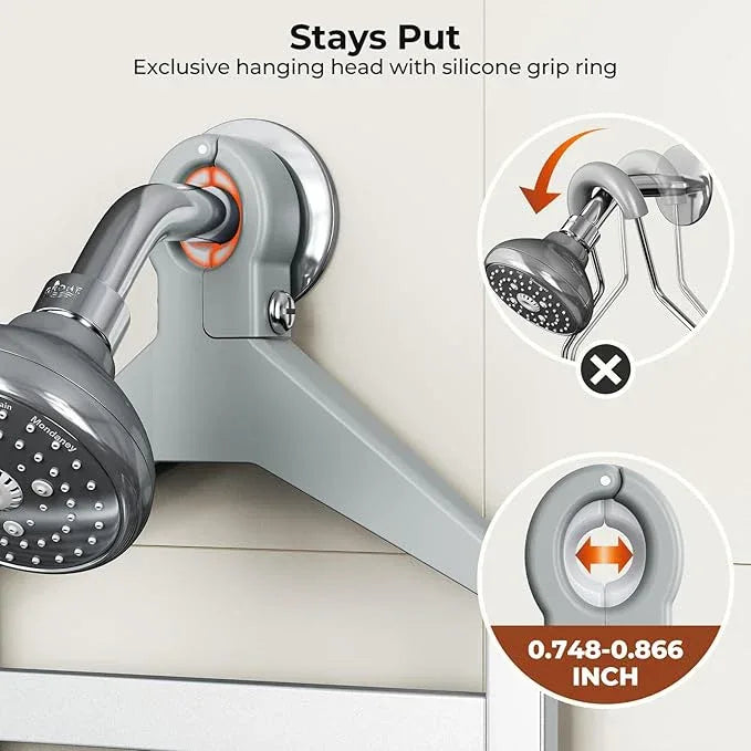 Orimade Aluminum Hanging Shower Caddy Over Head, Adjustable Anti-Slip Bathroom Shelves with Hooks, Rustproof Shower Organizer Storage Rack, Silver 3 Tier - ModernBath