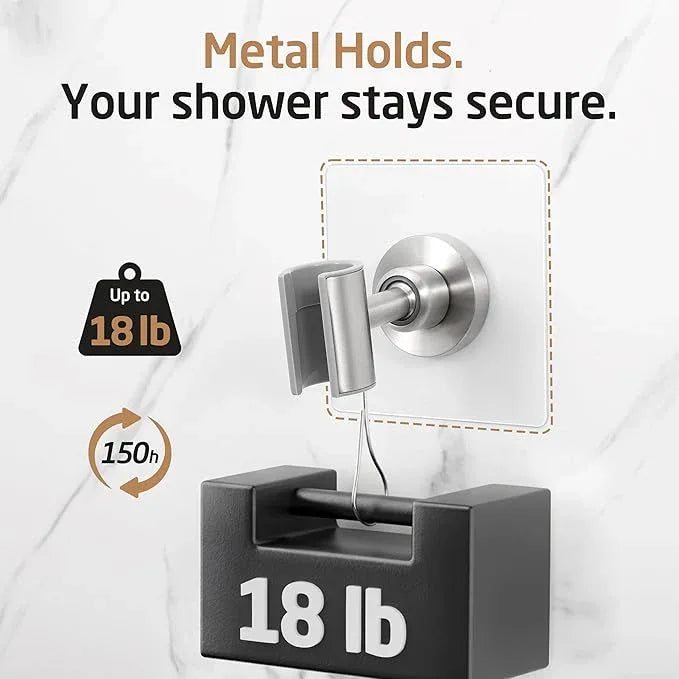KES All Metal Shower Head Holder Adhesive, Handheld Shower Head Holder Wall Mount with Dual-Size Opening for Standard & Oversized Shower Hose, Adjustable Shower Wand Holder, Brushed Steel, C208DF-BS - ModernBath