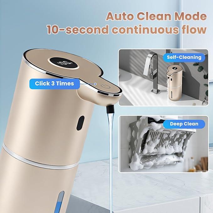 Automatic Soap Dispenser, Touchless Liquid Soap Dispensers, USB Rechargeable, 6-Level Adjustable Volume Control, 12.8oz/380ml, Wall Mount for Kitchen, Bathroom, Free Stickers (Champagne Gold) - ModernBath