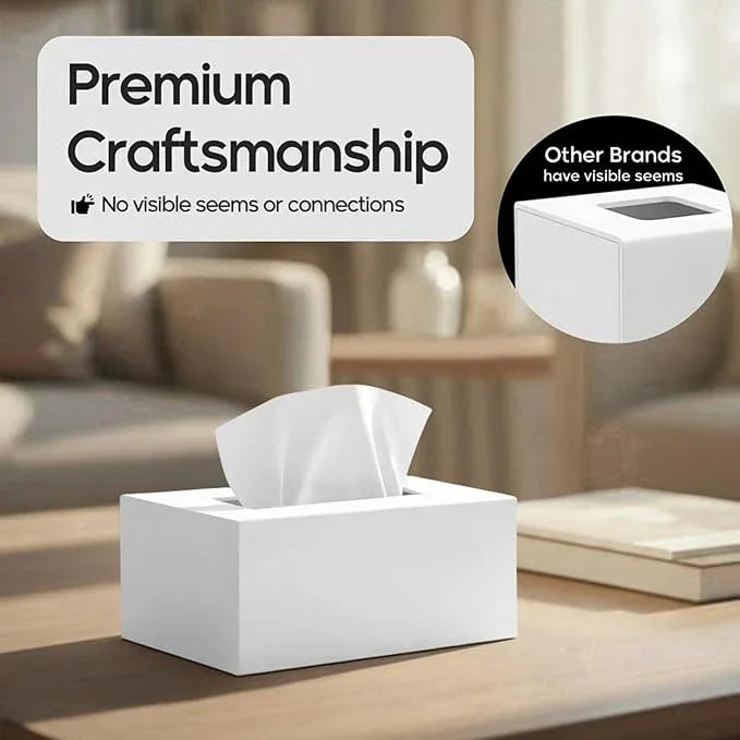 Tissue Box Cover Rectangle - Tissue Box Holder Rectangular - Compatible with Kleenex - Acrylic White Bathroom Accessories Decor - ModernBath