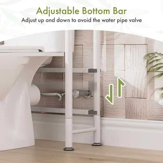 AmazerBath Bamboo Over The Toilet Storage Shelf, Over Toilet Bathroom Organizer Rack, 3-Tier Bathroom Shelves Over Toilet, Space Saver, White - ModernBath