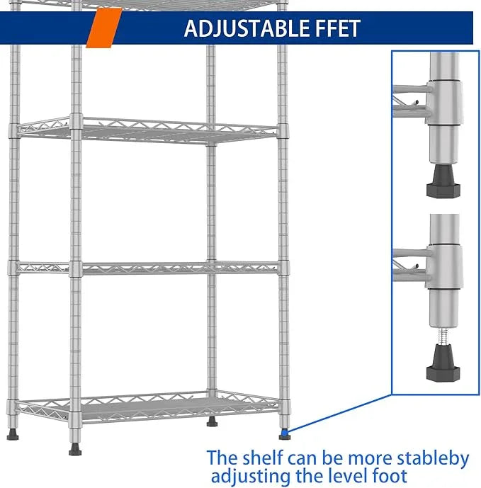 REGILLER 5-Wire Shelving Metal Storage Rack Adjustable Shelves,Standing Storage Shelf Units for Laundry Bathroom Kitchen Pantry Closet(Silver,11.8" D x 21.2" W x 53.5" H) - ModernBath