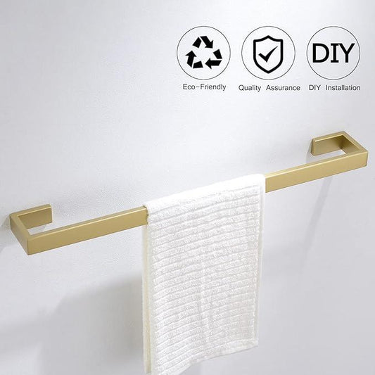 Gold Towel Bar Set 4 Pieces Bathroom Hardware Set Wall Mounted Stainless Steel,Towel Bar+Towel Holder+Towel Hook+Toilet Paper Holder,23.6 inch - ModernBath