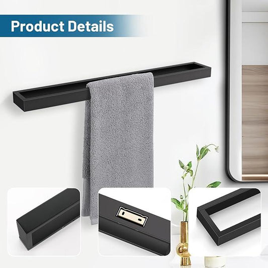 TNOMS Single Towel Bar Towel Holder Bathroom Hardware Accessories,Stainless Steel Wall-Mounted Towel Rack Towel Rail,24 Inches Matte Black - ModernBath