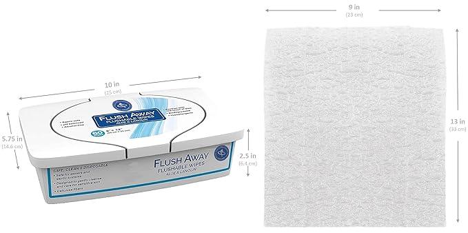 HAO Flush Away Flushable Wipes Made With Aloe and Lanolin (60 Count Tub),60 Wipes (1 Tub) - ModernBath
