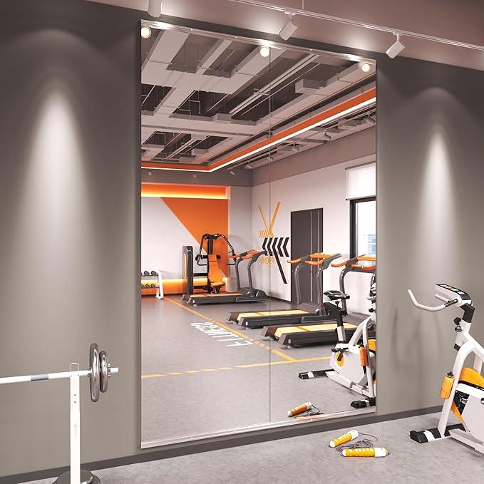 Amorho 89''x36''(Each)-2PCS Gym Mirror, Tempered Glass, Frameless Full Body Mirror for Home, Yoga Studios, Dance Rooms, Garage Gyms. - ModernBath