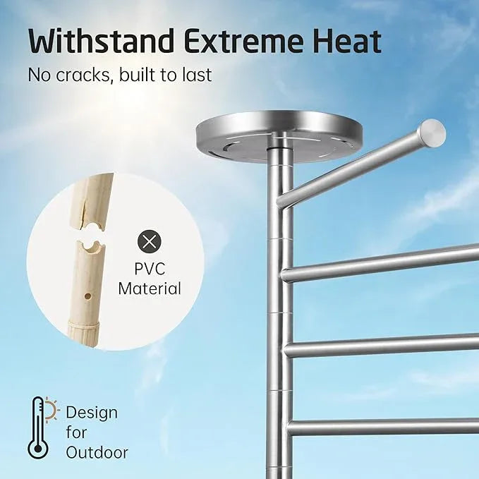 KES Hot Tub Towel Rack Outdoor with 1.5X Heavier Natural Marble Weighted Base, Pool Towel Rack with 360° Adjustable Arms & Storage Tray, 18/8 Stainless Steel, Brushed Steel, OTR203-2 - ModernBath