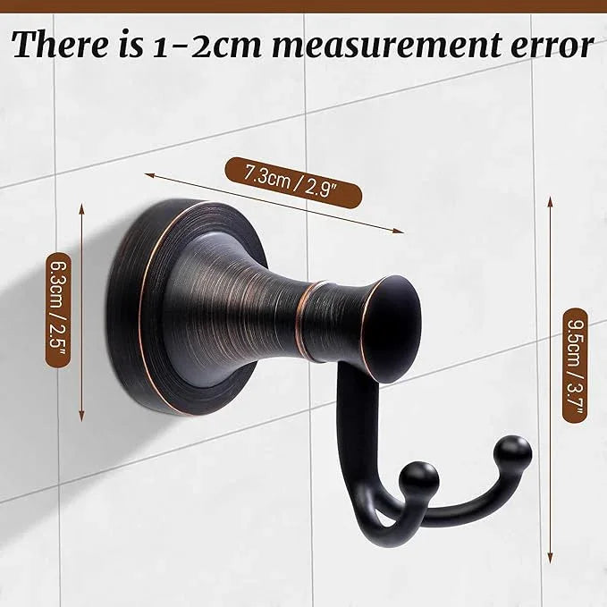 Oil Rubbed Bronze Bathroom Towel Hook, Bronze Bathroom Robe Hook, Heavy Duty Double Towel Hooks Bath Farmhouse Coat Clothes Hook Wall Mounted Rustic for Kitchen Washroom - ModernBath