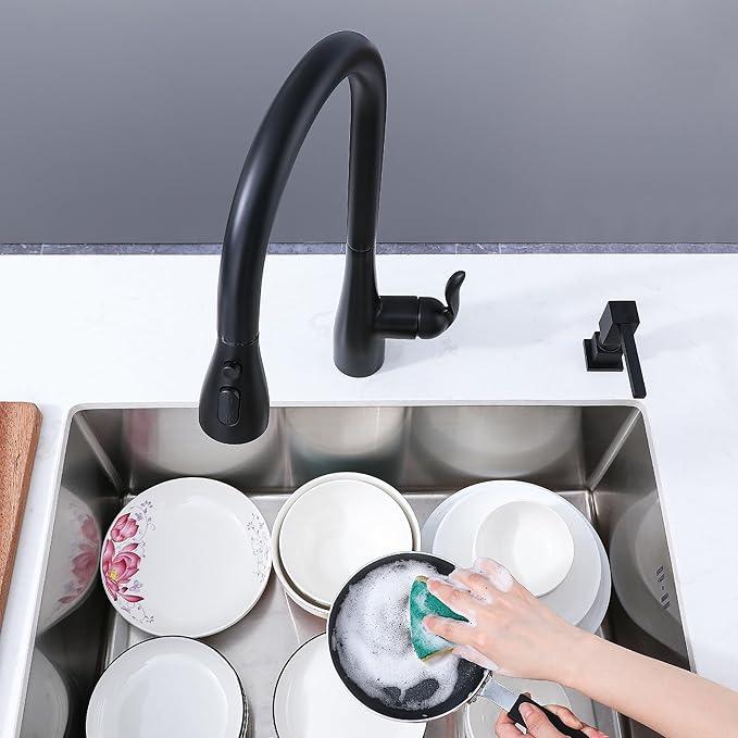 Sink Soap Dispenser for Kitchen Sink (Matte Black), All Brass Built-in and Refill from Top Design,Metal Hand Soap & Dish Soap Copper Pump - ModernBath