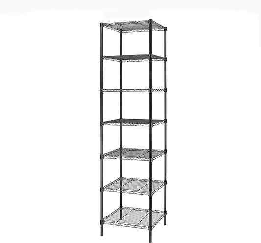 Finnhomy Heavy Duty 7 Tier Wire Shelving, 18x18x72 inches 7 Shelves Storage Rack with Thicken Steel Tube, Pantry Shelves for Storage, Adjustable Metal Shelving Unit, NSF Certified, Black - ModernBath