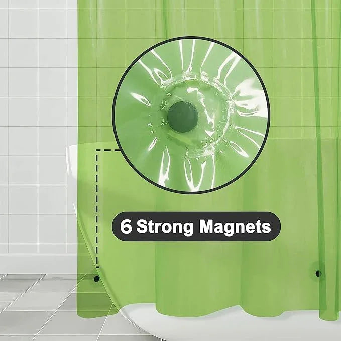 Barossa Design Clear Green Shower Curtain Liner - PEVA Heavy Duty Shower Liner with 6 Magnets and Metal Grommets, 72" x 72" Waterproof Bathroom Curtains - Clear Green - ModernBath
