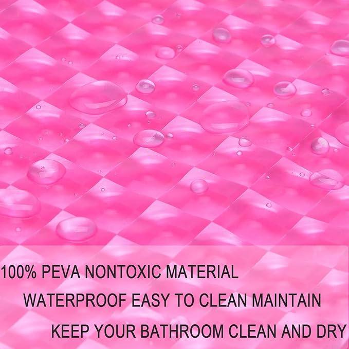 EVA Shower Curtain Liner Hot Pink 3D Water Cube Clear for Bathroom with 12 Rust Proof Metal Grommets, Clear EVA Liner for Girly Bathroom Stall 71x71 Inches - ModernBath