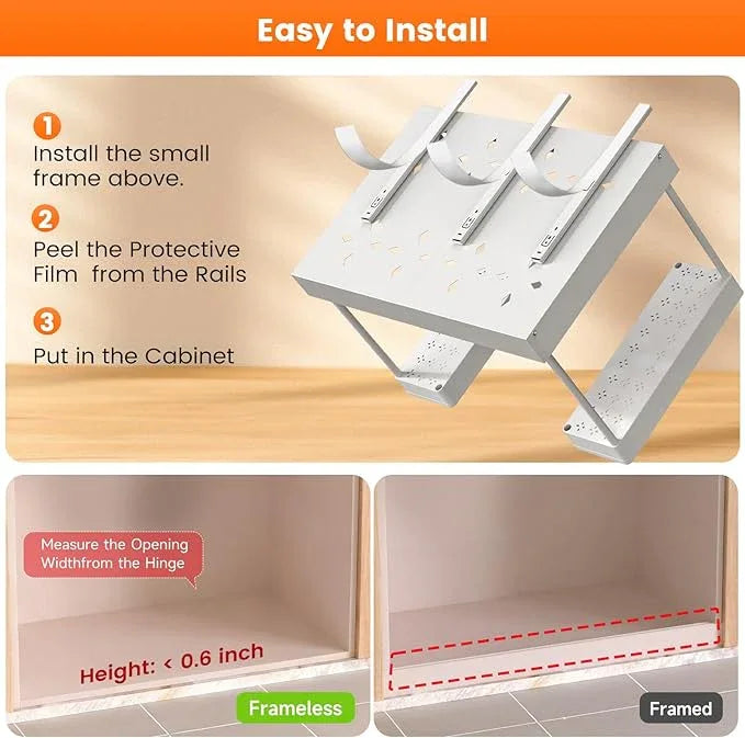 Expandable Under Sink Organizers and Storage,Width Adjustable (14.9-23.6IN),No Drill 2-Tier Pull Out Under Cabinet Organizer for Kitchen Bathroom Laundry White - ModernBath