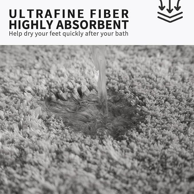 FIFU Bathroom Rugs 24" W x 36" L, Bath Mat for Bathroom, Bedroom, Laundry Room & Kitchen, Non-Slip Rubber Latex Backing, Extra Soft and Absorbent Microfiber Carpet, Machine Washable Rug, Silver Gray - ModernBath