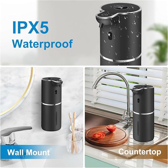 Automatic Foaming Soap Dispenser 12.8oz, Rechargeable & 6 Levels Foaming Adjustable with Digital Display, Wall Mount, Waterproof, Touchless Hand/Dish Soap Dispenser for Kitchen, Bathroom, Hotel - ModernBath