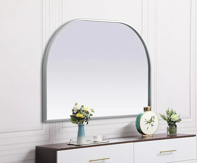 Illuminate, Metal Frame Arch Mirror 36X24 Inch in, Modern, Silver - ModernBath