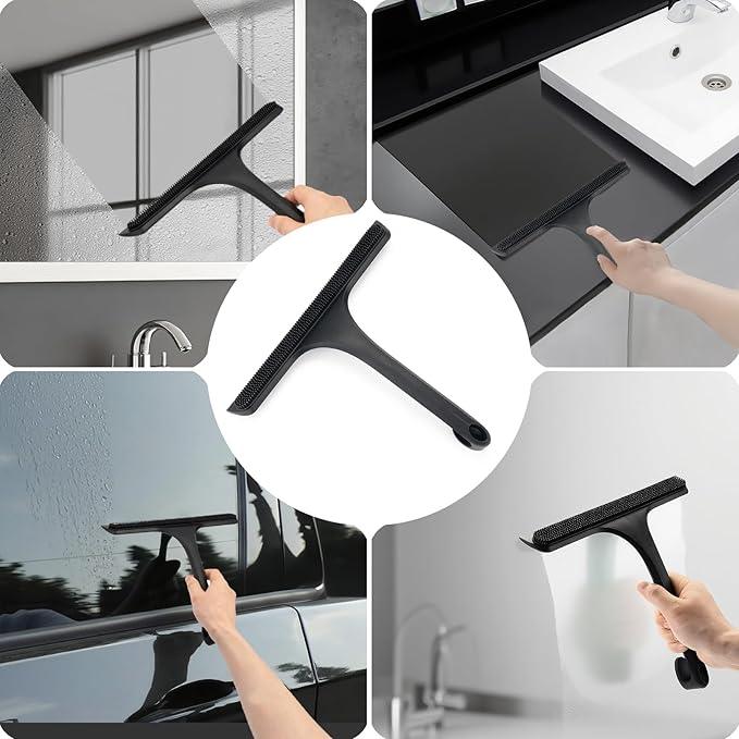 Mesiiloly 10.7“ Wide All-Purpose Shower Squeegee for Glass Doors, Squeegee for Shower Glass with Hook, Window Squeegee for Home, Small Squeegee for Shower, Bathroom, Car Glass, Mirror (Black) - ModernBath