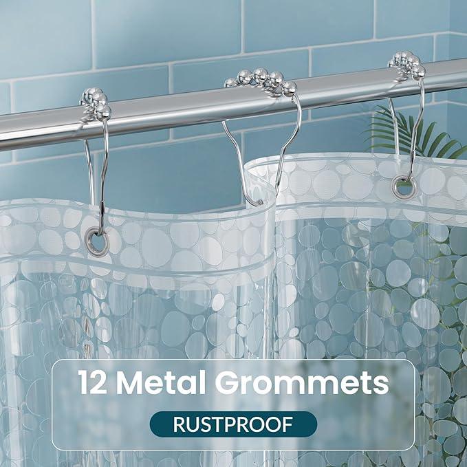 Titanker Clear Shower Curtain Liner with Pebble Pattern, Medium Weight Plastic Shower Liner PEVA Waterproof Shower Curtains for Bathroom with Big Stones and Grommets, 72x72 Inches - ModernBath
