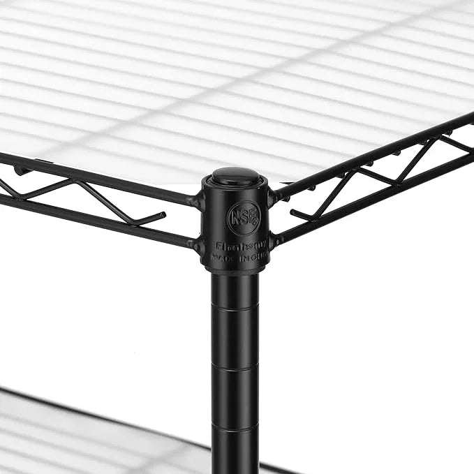 Finnhomy 8-Tier Wire Shelving Unit Adjustable Steel Wire Rack Shelving 8 Shelves Steel Storage Rack or Two 4-Tier Shelving Units with PE mat, Leveling Feet and Safety Device, NSF Certified, Black - ModernBath