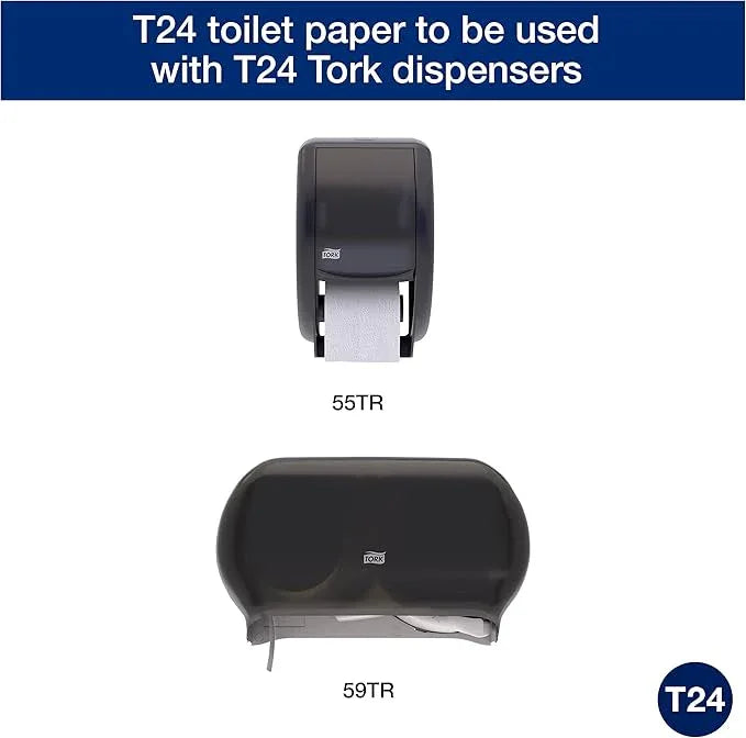 Tork Advanced Toilet Paper Roll, White, Compatible with T24 Dispensers, 2-ply, Soft Tissue, 80 rolls x 500 sheets (2461200) - ModernBath