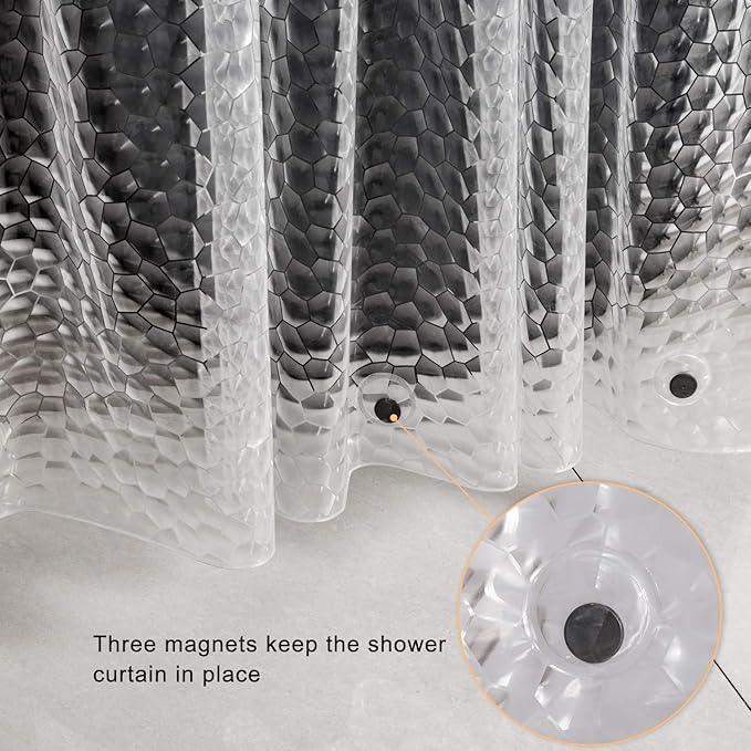 WELTRXE Extra Long Shower Curtain Liner with Magnets, 72 x 84 Inch Waterproof 3D Water Cube Clear Bathroom Shower Curtains, No Chemical Smell, Heavy Duty, Extra Long for Shower Stall, Bathtubs - ModernBath