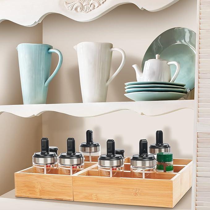 Fabsome Bathroom Drawer Organizer, Bamboo Box Bin for Junk Vanity Desk Makeup Drawer, Small Wooden Container Tea Storage Organization Tray for Kitchen Office, Set of 5 - ModernBath