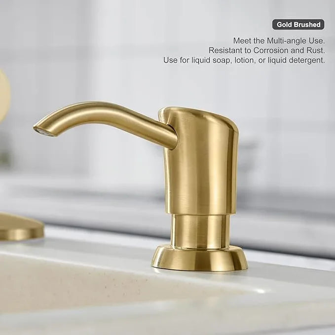 GAGALIFE Built in Counter Soap Dispenser for Kitchen Sink and Extension Tube Kit, Anti-Leakage Upgrade with 40" Tube No More Top Refill, Brushed Gold - ModernBath