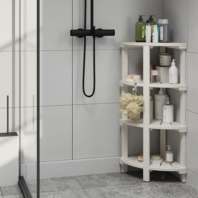 Shower Bench, Corner Shower Stool for Inside Shower and Shaving Legs, Waterproof HDPE Shower Chair Seat with Storage Shelf for Bathroom Non-Slip - ModernBath