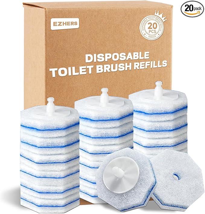 EZHERS 20 Count Toilet Wand Refills Compatible for Toilet Wand, 5X Cleaning Power Bathroom Scrubber Refill & High-Density Disposable Brush Scrubber - No Falling Apart, Instant Foam Cleaning - ModernBath