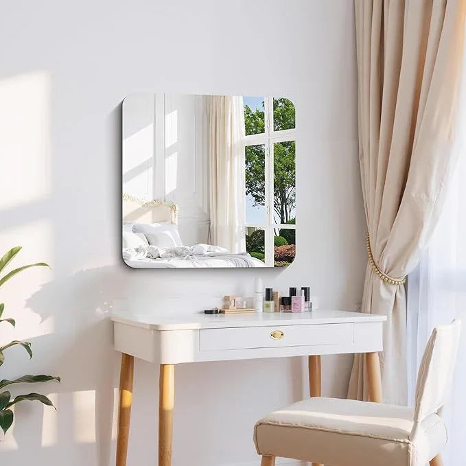 CILIBER Frameless Wall Mirror, 24" x 24" Square Bathroom Mirror Rounded Corner, HD Shatterproof Vanity Mirror with Polished Edge for Over Sink, Bedroom, Entryway, Vertical or Horizontal - ModernBath