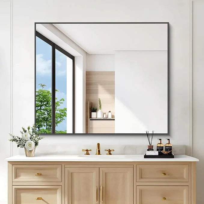 DESBING Black Bathroom Mirror for Wall, 30x36 Inch Rectangle Mirrors with Metal Frame, Modern Vanity Wall Mirror Decor for Entryway Hangs, Bathroom Living Room Horizontal or Vertical - ModernBath