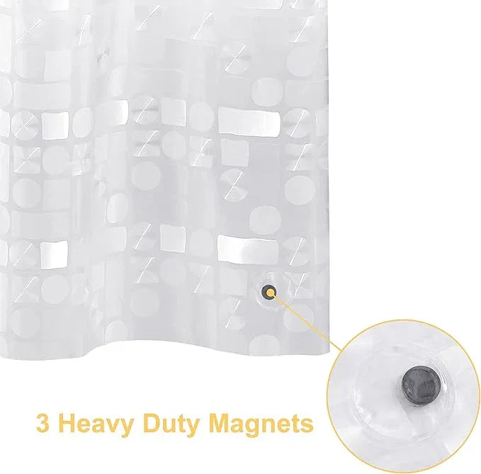 NTBAY EVA Semi-Transparent Clear Shower Curtain with Geometric, Water-Repellent Liner with 3 Magnets for Bathroom, 72x72 Inches - ModernBath