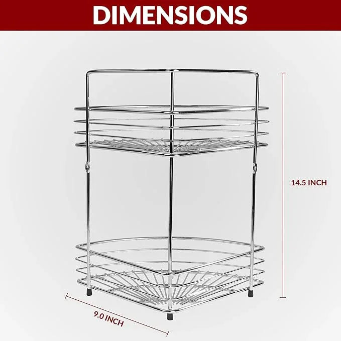 2-Tier Corner Shower Caddy Standing - Sturdy Stainless Steel Bathroom Organizer with 2 Screws and Anchors - Freestanding or Wall-Mounted Caddy - Chrome - ModernBath