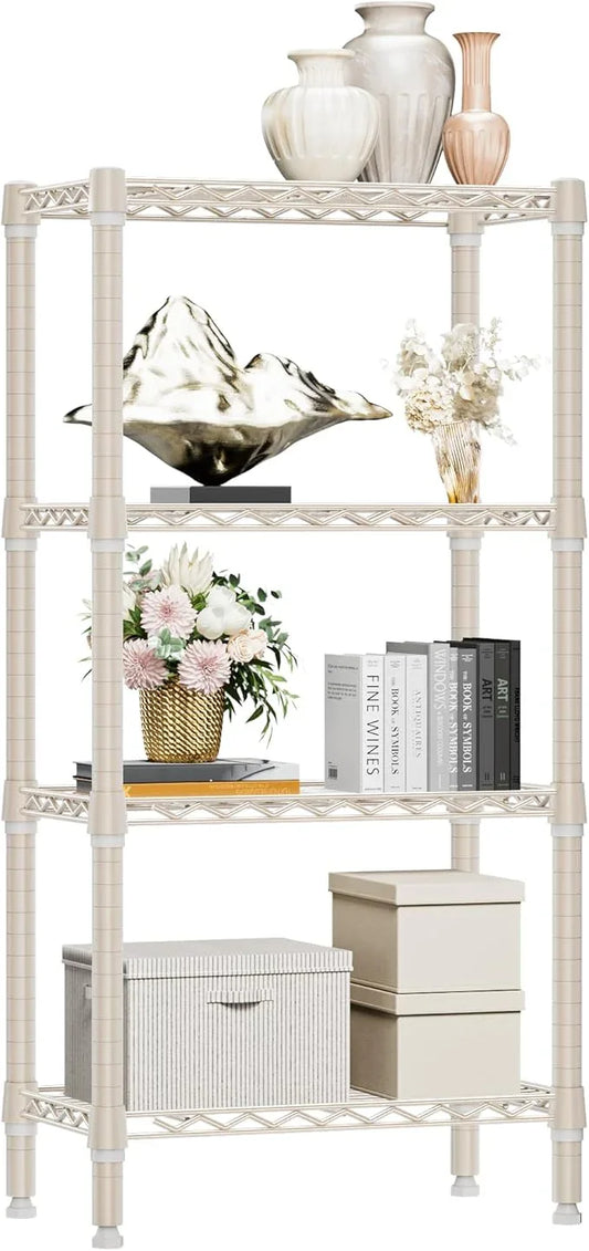 1000 lbs 4-Shelf Standing Storage Shelves Heavy Duty Metal Shelving Unit Adjustable Wire Rack for Office Garage Kitchen, Light Tan 11.8 D x 23.6" W x 47.5" H - ModernBath