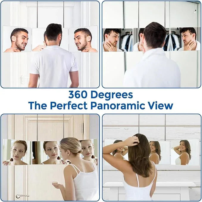 Wentoma 360° Viewing Mirror for Hair Cutting and Styling, Adjustable Height Mirror for Grooming, Makeup and Shaving, Clear HD Glass, Portable for Bathroom or Travel (White) - ModernBath