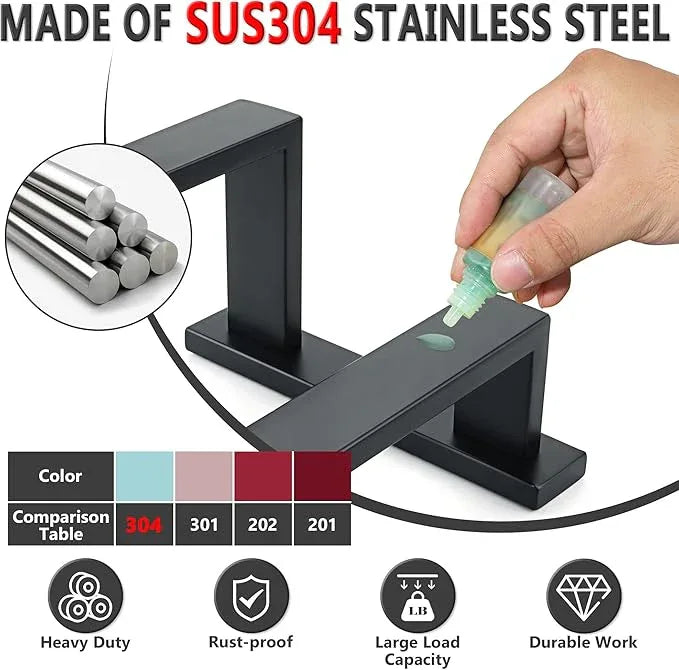 Alise Double Towel Bars for Bathroom Wall Mount,Double Towel Racks for Bathroom Towel Holder Black,SUS304 Stainless Steel Towel Rail Towel Hanger for Bathroom 23.6 Inch,Matte Black - ModernBath