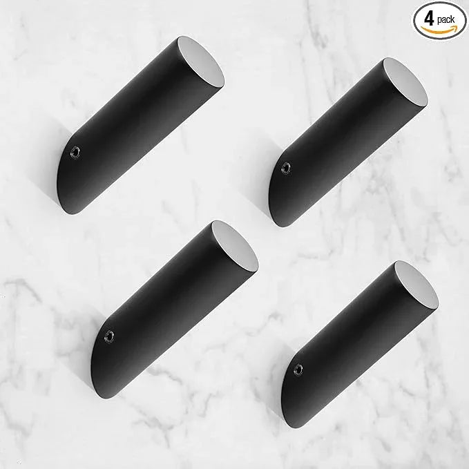 NINETREX Black Wall Hooks Matte Black Towel Hook Modern Robe Hooks SUS 304 Stainless Steel Heavy Duty Hook for Bathroom Entryway Bedroom Coat Key Mudroom Garage, Wall Mounted 4 Pack - ModernBath