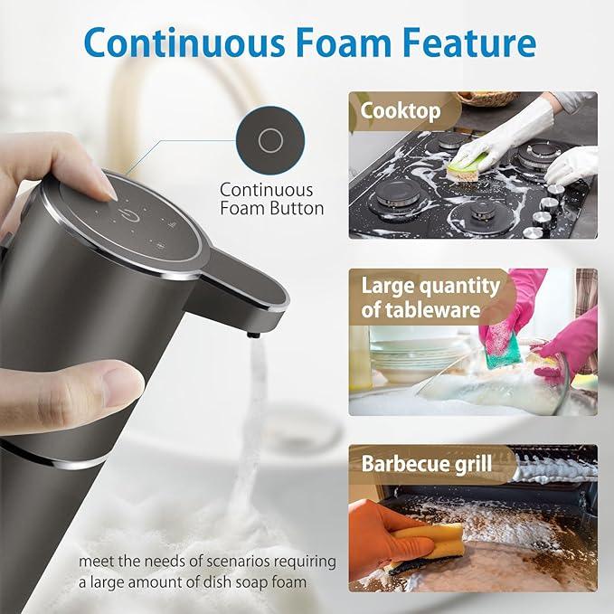 Gotofine Automatic Foaming Soap Dispenser,4-Level Adjustable Foam, Wall Mount, USB Rechargeable,12.8oz/ 380ml,Touchless Hand & Dish Soap Dispenser for Bathroom, Kitchen,Hotel, Restaurant - ModernBath