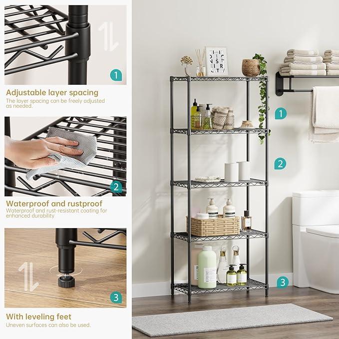 SINGAYE Shelf Closet Wire Shelving：Adjustable Metal Unit for Laundry Room Organization Bathroom Kitchen Home Storage Small Pantry Rack Shelves - ModernBath