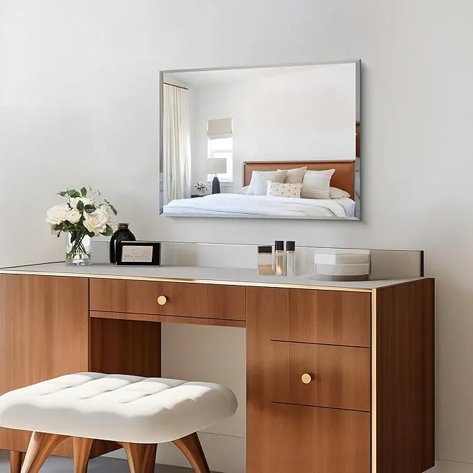 CILIBER 18x24 Beveled Mirror, Frameless Beveled Bathroom Mirrors for Wall, Upgraded Shatterproof Rectangle Vanity Mirror with Beveled Edge for Bathroom, Bedroom, Living Room and Entryway - ModernBath