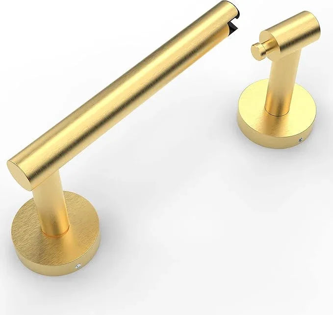 Ruacq Toilet Paper Holder Brushed Gold Double Post Pivoting Round Tissue Holders Roll Holder Hangers Toilet Paper Holders SUS 304 Stainless Steel Modern Wall Mounted - ModernBath