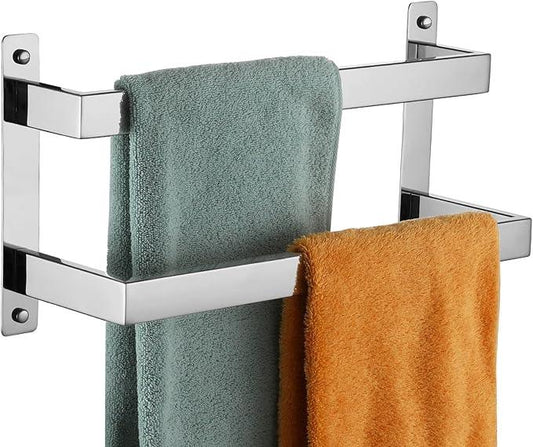 KOKOSIRI Towel Bars Hand Towel Holders 16 Inches Chrome Bathroom 2-Tiers Ladder Towel Rails Wall Mounted Towels Shelves Rack Polished Stainless Steel, B5008CH-L16 - ModernBath