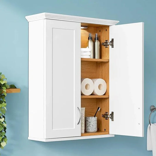 Medicine Cabinet -Bathroom Cabinet Wall Mount with DIY Lighting Unique Top and Dual-Tone Design, Over The Toilet Saver Storage Cabinets - ModernBath