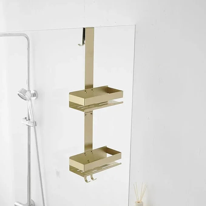 Hiendure Gold Shower Caddy Over Shower Door - 2 Tier Hanging Shower Caddy Organizer No Drilling, Shower Storage Shelf for Indoor Shower, Bathroom, Bedroom, Kitchen - ModernBath