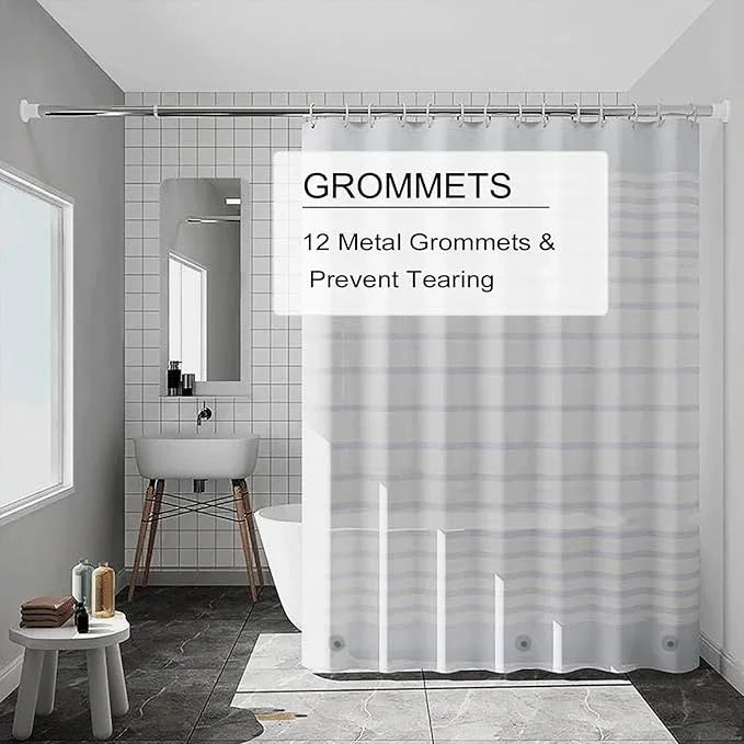 TIKABC Shower Curtain Liner, 4G PEVA Shower Liner, Plastic Waterproof Shower Curtains, 72x72 inch with Grommet Holes 3 Magnetic Weights - ModernBath