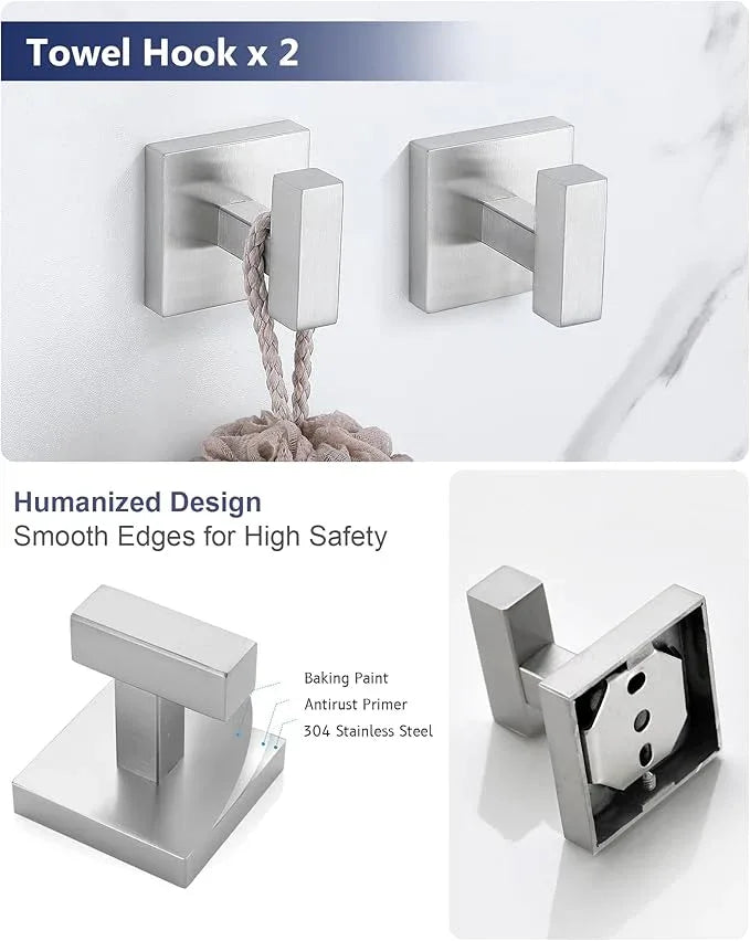 Brushed Nickel Bathroom Hardware Set 4 Pieces, Toilet Paper Holder Set SUS304 Stainless Steel Bath Hand Towel Ring for Bathroom Hardware Accessories Set Wall Mounted - ModernBath