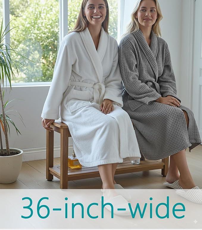 36'' Large Shower Bench Seat, Poly Lumber Bath Stool for Inside Shower Waterproof, HDPS Bathroom Chair for Shaving Legs with Adjustable Feet, Non-Slip & No Maintenance, Brown - ModernBath