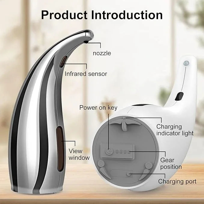 Automatic Soap Dispenser Touchless Modern Minimalist Magnetic Charging Infrared Inductio Kitchen and Bathroom Soap Pump 10oz/300ml Silvery (Silvery) - ModernBath