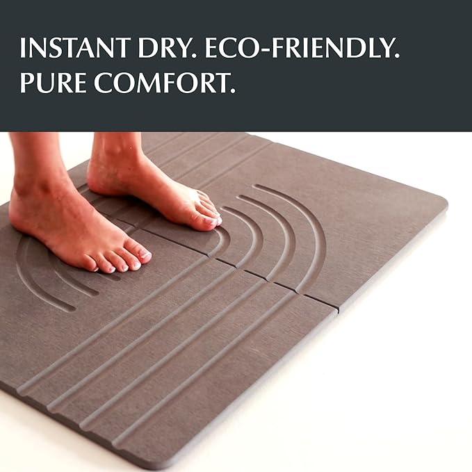 Water Stone Bath Mat, Quick-Dry Bathroom Rug, Gray Standard Size (27.5" x 19.6"), Eco-Friendly, Non-Slip, Absorbent, Modern Design for Safe & Clean Bathroom Floor - ModernBath